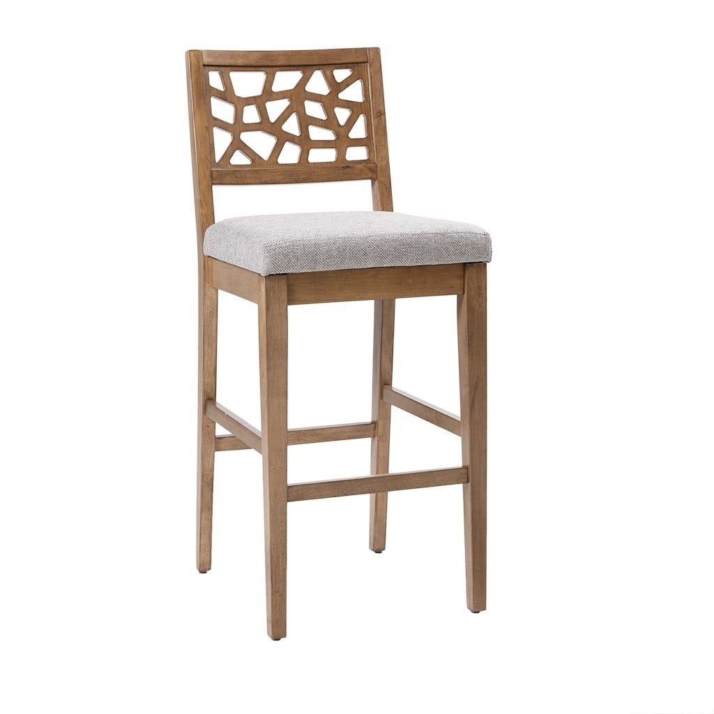 Caramel Oak Crackle Mosaic Counter Stool in Light Gray