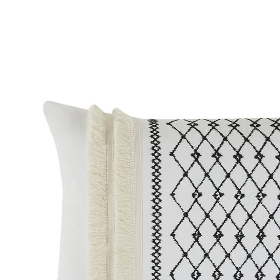 Gracie Mills Katelyn Geometric Embroidered Cotton Oblong Pillow with Tassels - GRACE-10402