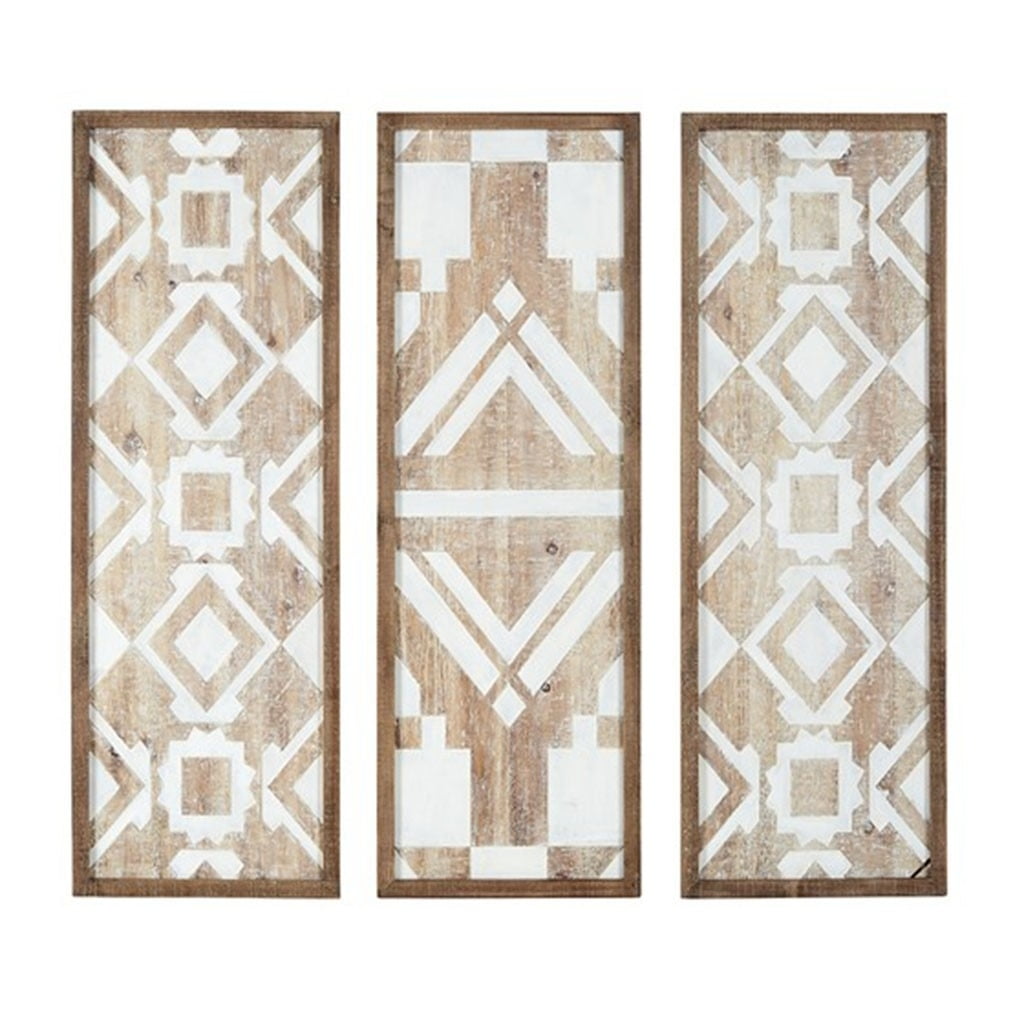 Natural Two-Tone Geometric Wood Wall Art Set