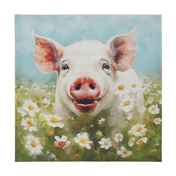 Gracie Mills Kemp Whimsical Pig Canvas Wall Art GRACE-15557 16x20 Inch Print