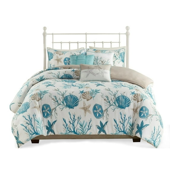 Gracie Mills Koreen 6-Piece Coastal Escape Cotton Sateen Bedding Ensemble GRACE-3111