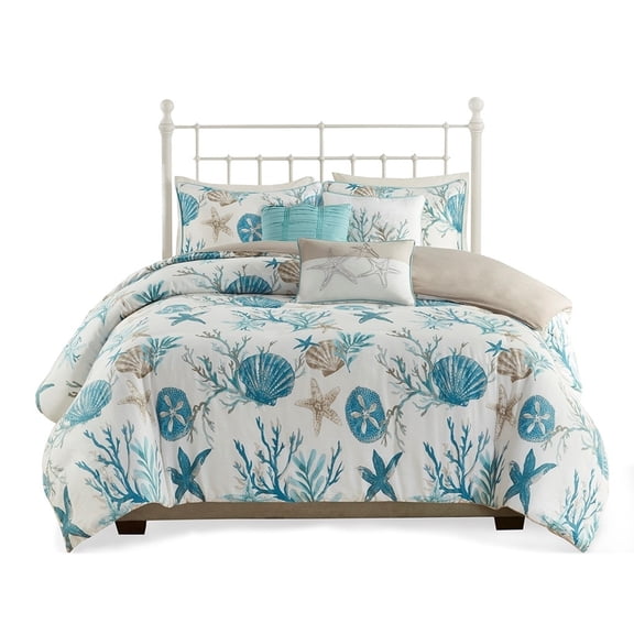 Gracie Mills Koreen 6-Piece Coastal Escape Cotton Sateen Bedding Ensemble GRACE-3111