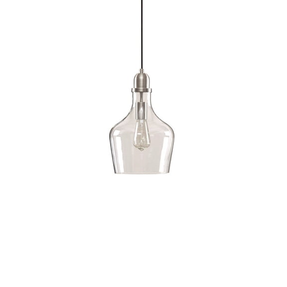 Gracie Mills Leanne Bell-Shaped Glass Pendant Light Metal Base GRACE-8854