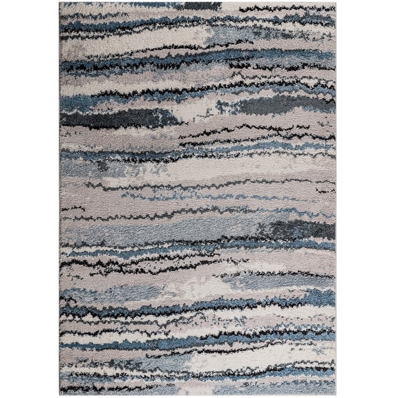 Gracie Mills Lilibeth Watercolor Abstract Stripe Woven Super Soft Hight Pile Area Rug - GRACE-14259