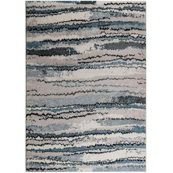 Gracie Mills Lilibeth Watercolor Abstract Stripe Woven Super Soft Hight Pile Area Rug - GRACE-14259