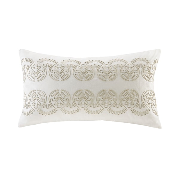 Gracie Mills Lito Embroidered Cotton Oblong Pillow - GRACE-688