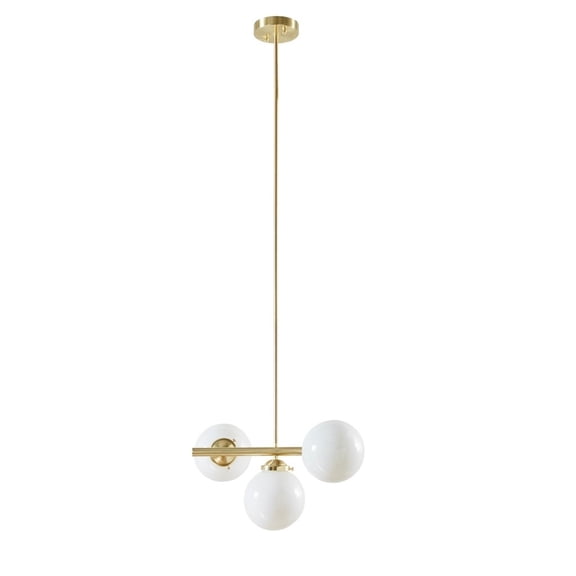Gracie Mills Makenna 5-Light Brass Chandelier with Frosted Glass Globes - GRACE-15080