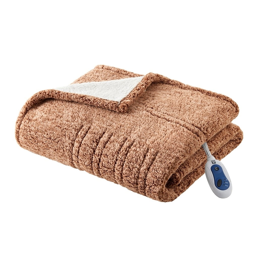 Gracie Mills Mckinley Solid Heated Sherpa Throw GRACE15486