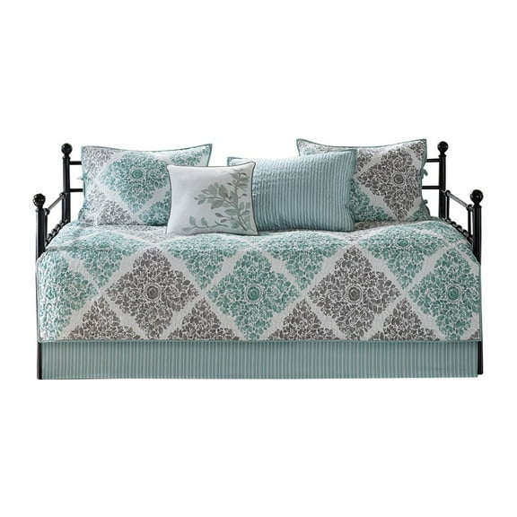 Gracie Mills Mitchell 6-Piece Daybed Bedding Set Aqua Grey Twin GRACE-7775