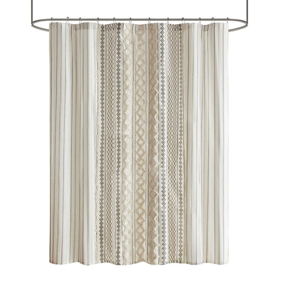 Gracie Mills Modesto Chenille Stripd Cotton Printed Shower Curtain - GRACE-13523