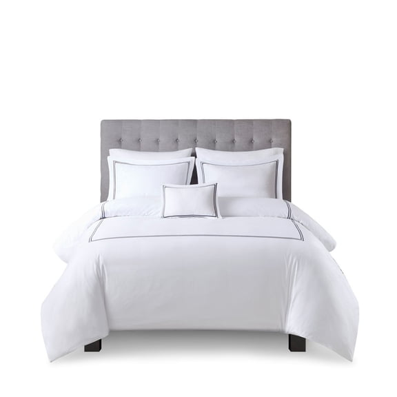 Gracie Mills Mooney 500 Thread Count Embroidered Cotton Sateen Duvet Cover Set - GRACE-15349