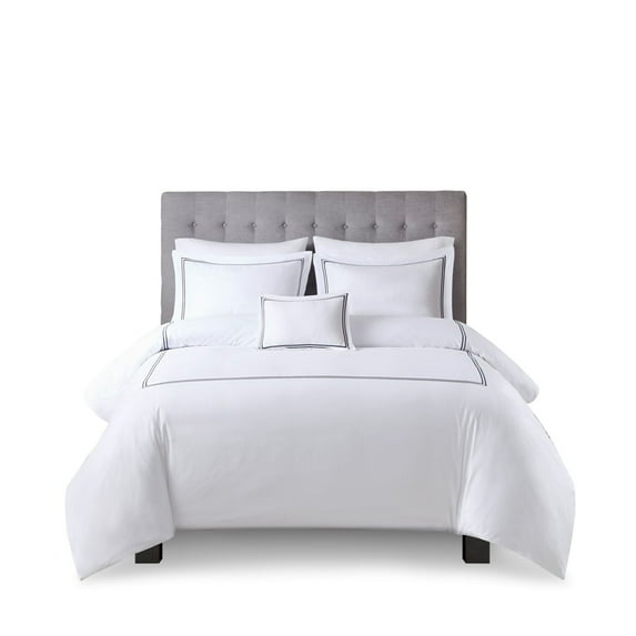 Gracie Mills Mooney 500 Thread Count Embroidered Cotton Sateen Duvet Cover Set - GRACE-15349