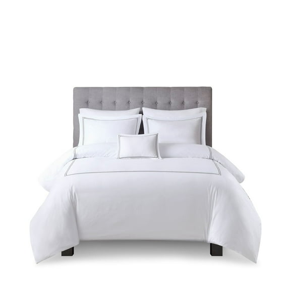 Gracie Mills Mooney 500 Thread Count Embroidered Cotton Sateen Duvet Cover Set - GRACE-15349