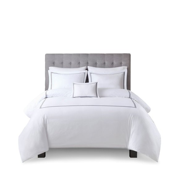 Gracie Mills Mooney 500 Thread Count Embroidered Stripe Cotton Sateen Comforter Set - GRACE-15348