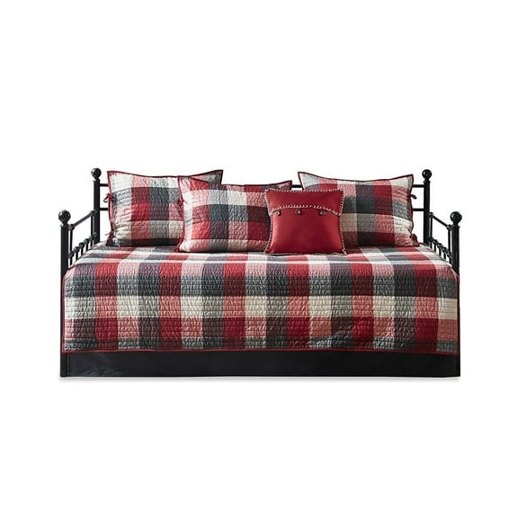 Gracie Mills Nanette 6-Piece Classic Herringbone Print Reversible Daybed Cover Set - GRACE-12668