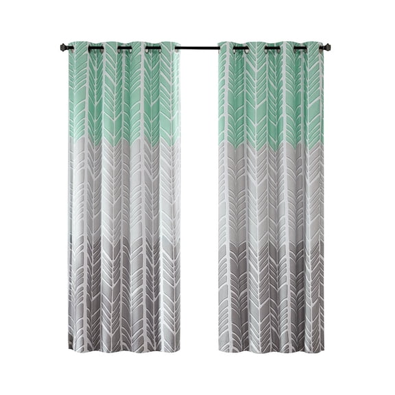 Gracie Mills Oberon Geometric Chevron Total Blackout Curtain Panel - GRACE-7727