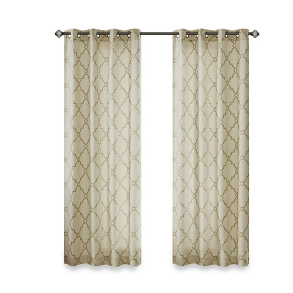 Gracie Mills Ondine Scroll Geometric Fretwork Grommet Window Curtain Panel - GRACE-160