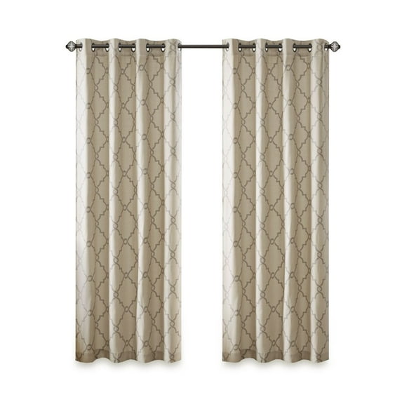 Gracie Mills Ondine Scroll Geometric Fretwork Grommet Window Curtain Panel - GRACE-160