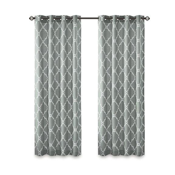 Gracie Mills Ondine Scroll Geometric Fretwork Grommet Window Curtain Panel - GRACE-160