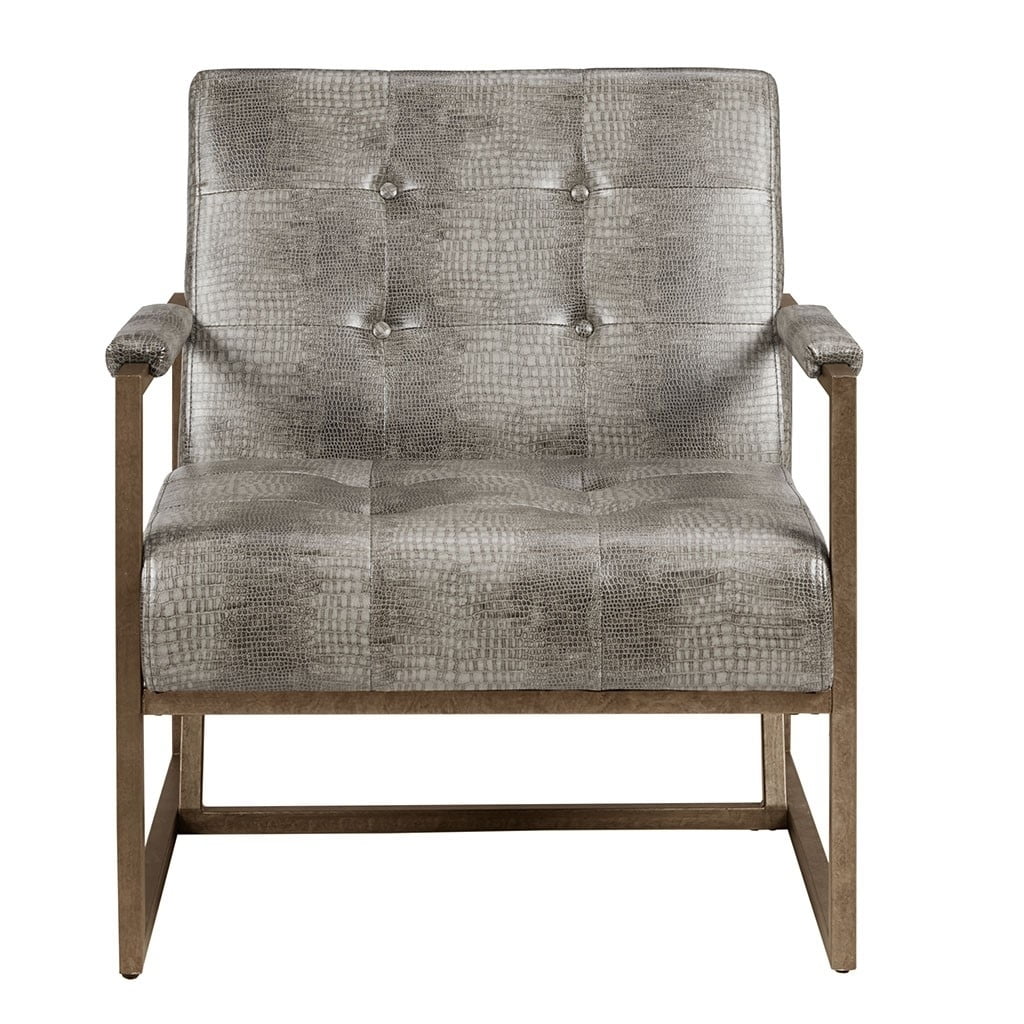 Gray Snakeskin Metal Frame Lounge Chair