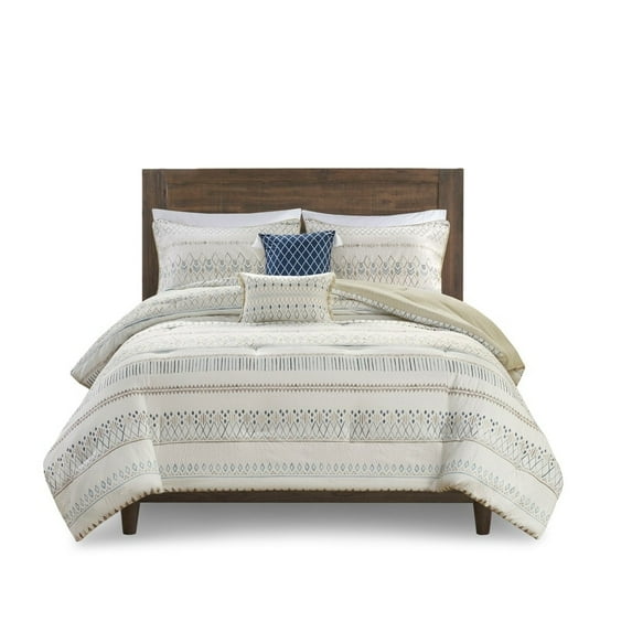 Gracie Mills Penny Southwest-Inspired 5 Piece Seersucker Comforter Set with Decorative Pillows - GRACE-15483