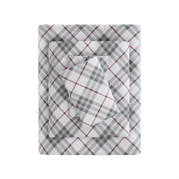 Gracie Mills Persephone 4-Piece Cotton Flannel Sheet Set Twin Gray GRACE-7549