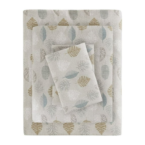 Gracie Mills Persephone 4-Piece Cotton Flannel Sheet Set Twin Gray GRACE-7549