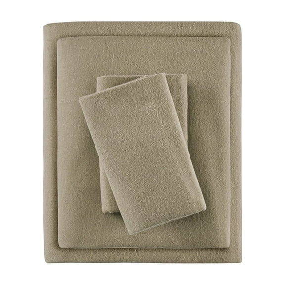 Gracie Mills Persephone 4-Piece Cotton Flannel Sheet Set Twin Gray GRACE-7549