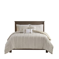 Gracie Mills Randall 3-Piece Chic Farmhouse Chenille Stripe Cotton Duvet Cover Set - GRACE-10478