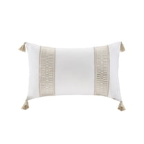 Gracie Mills Randall Embroidered Cotton Oblong Pillow with Tassels - GRACE-10480