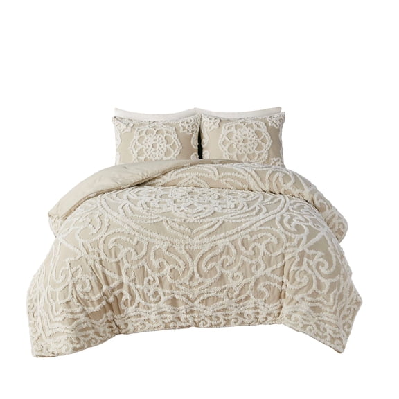 Gracie Mills Ray 3-Piece Boho Chic Tufted Cotton Chenille Medallion Duvet Set - GRACE-11119