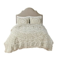 Gracie Mills Ray Boho Tufted Cotton Chenille Medallion Fringe Coverlet Set - GRACE-11118