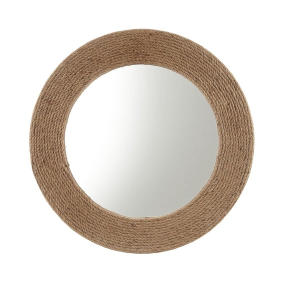 Gracie Mills Rieger 26" Round Wall Mirror with Natural Jute Rope - GRACE-14239