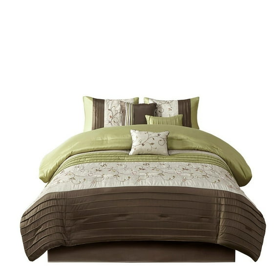 Gracie Mills Rogelio 7-Piece Comforter Set Embroidered Polyester Dupioni GRACE-3280