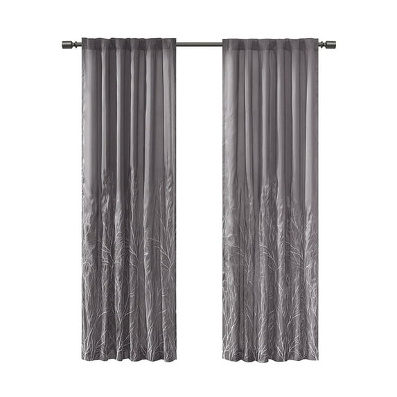 Gracie Mills Saffron Embroidered Faux Silk Curtain Panel - GRACE-37