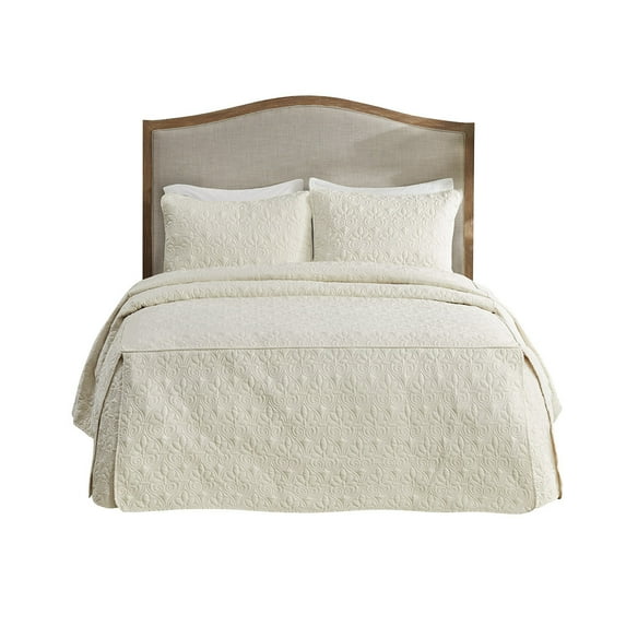 Gracie Mills Sandy 3 Piece Quilted Bedspread Set Split Corner Soft Cream GRACE-12667