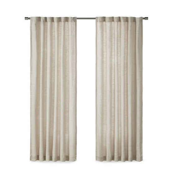 Gracie Mills Seraphine Faux Linen Rod Pocket and Back Tab Curtain Panel with Fleece Lining - GRACE-14297