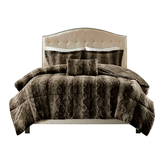 Gracie Mills Shawn 4-Peice Soft Faux faux to Mink Comforter Set - GRACE-7086