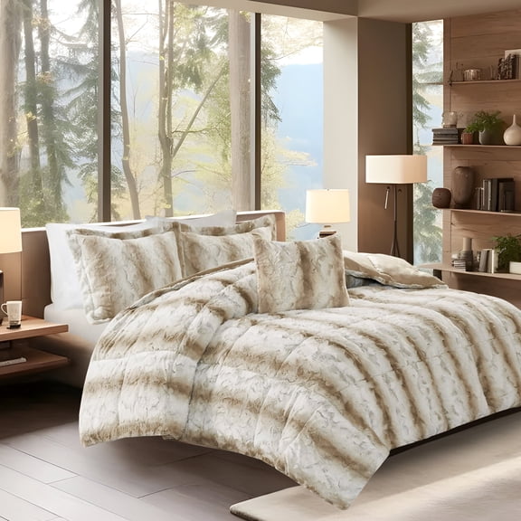 Gracie Mills Shawn 4-Peice Soft Faux faux to Mink Comforter Set - GRACE-7086