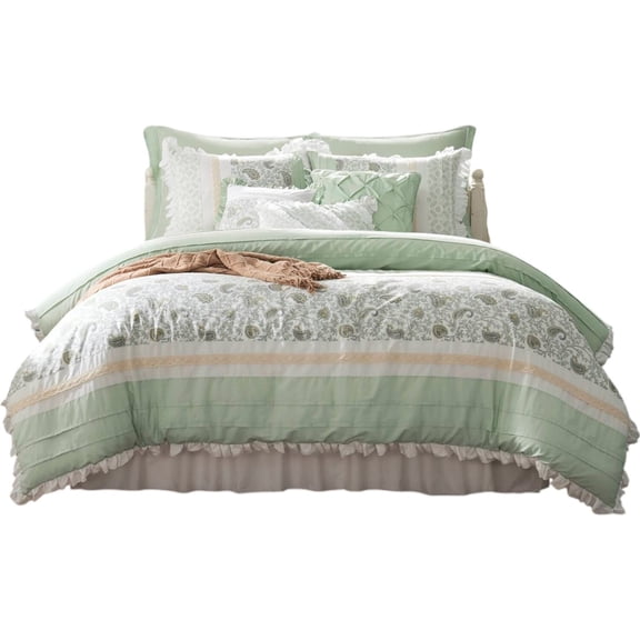 Gracie Mills Singleton 9-Piece Cotton Percale Comforter Set with Paisley Print