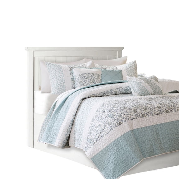 Gracie Mills Singleton Reversible Paisley Lace 6-Piece Cotton Percale Quilt Set - GRACE-124