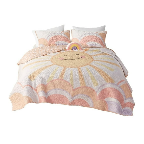 Gracie Mills Singleton Sunny Days Reversible Cotton Quilt Set with Throw Pillow - GRACE-14748