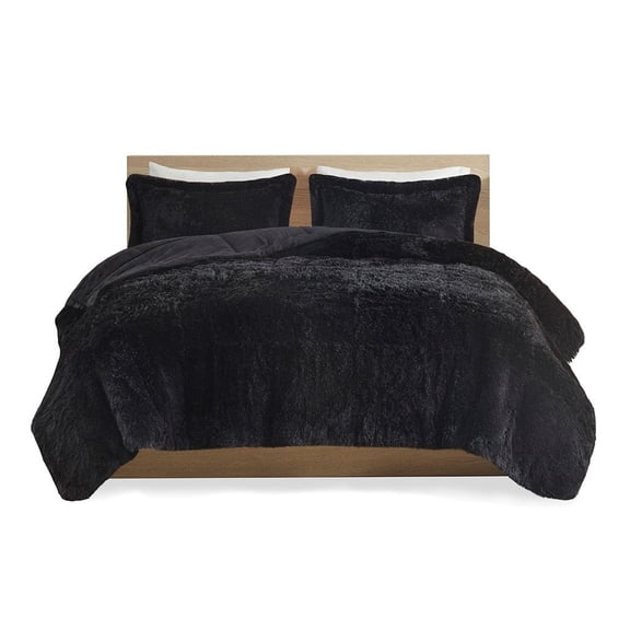 Gracie Mills Susie Contemporary Shaggy Long faux Comforter Set - GRACE-14335