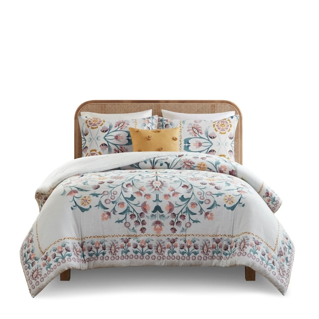 King Blush Floral Down Alternative Microfiber Comforter Set