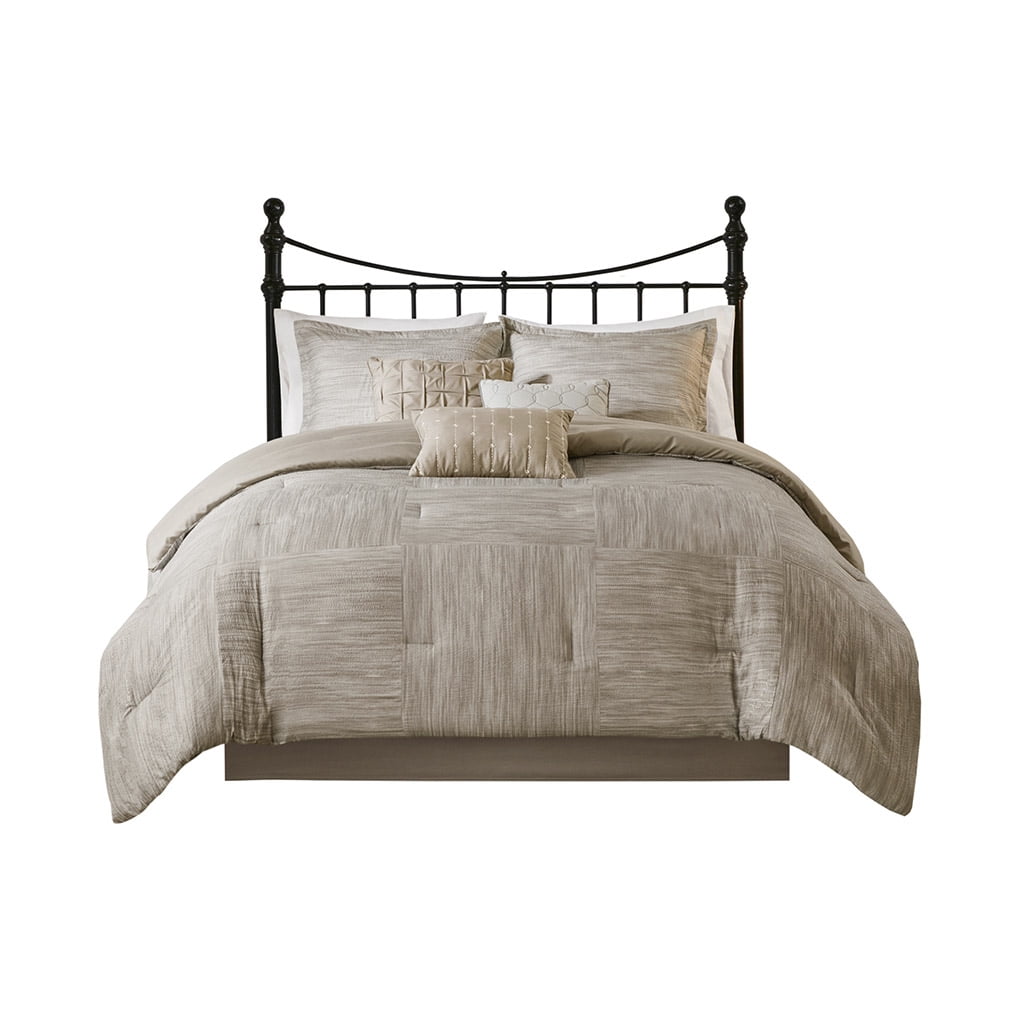 Taupe California King Microfiber Seersucker Comforter Set