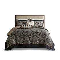 Gracie Mills Thornton 5-Piece Reversible Jacquard Bedspread Set with Throw Pillows - GRACE-8376