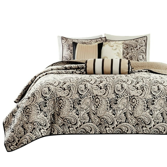 Gracie Mills Thornton 6-Piece Jacquard Quilt Set with Cozy Throw Pillows - GRACE-3136