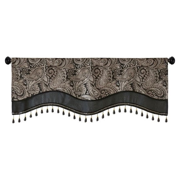 Gracie Mills Thornton Paisley Jacquard Window Valance with Beads trimming - GRACE-11010