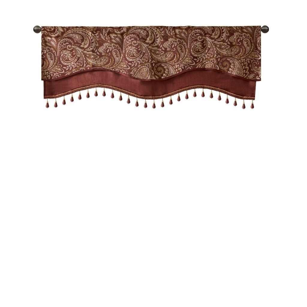 Gracie Mills Thornton Paisley Jacquard Window Valance with Beads trimming - GRACE-11010