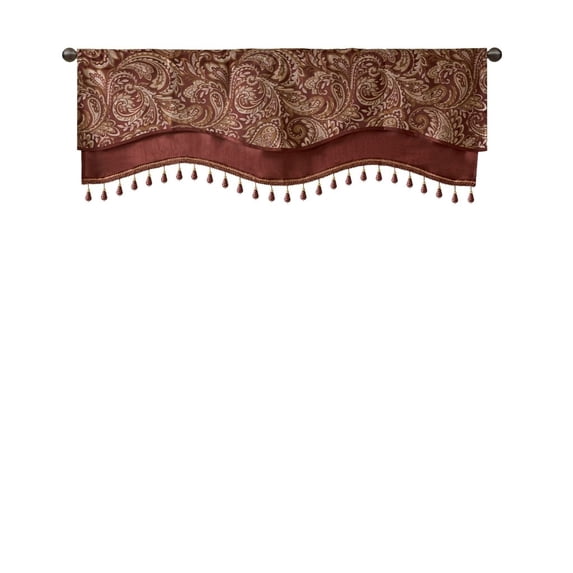 Gracie Mills Thornton Paisley Jacquard Window Valance with Beads trimming - GRACE-11010
